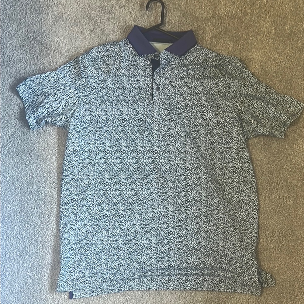 Greyson Men's Blue Patterned Polo Shirt XL